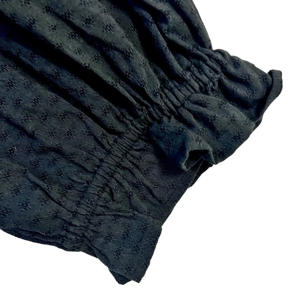 XL Eyelet Ruffle Long-sleeve Dress Dark Gray/Black Dark Cottagecore - Ravencore - Picture 6 of 11